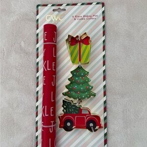 Holiday Baking Mat and Cookie Cutters Set - Red and Green